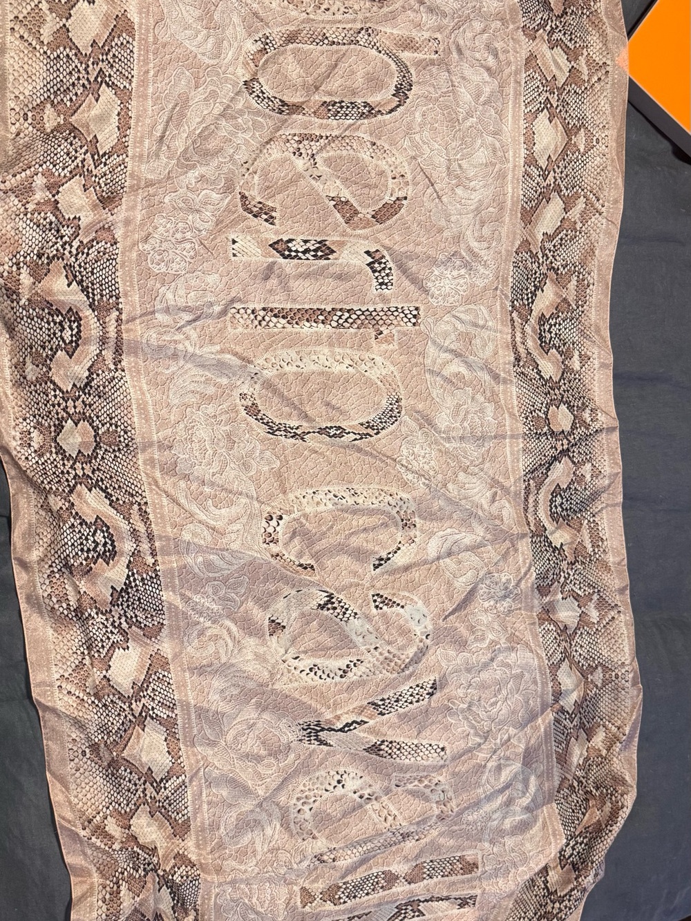Roberto Cavalli Beige Pink Print Silk Scarf